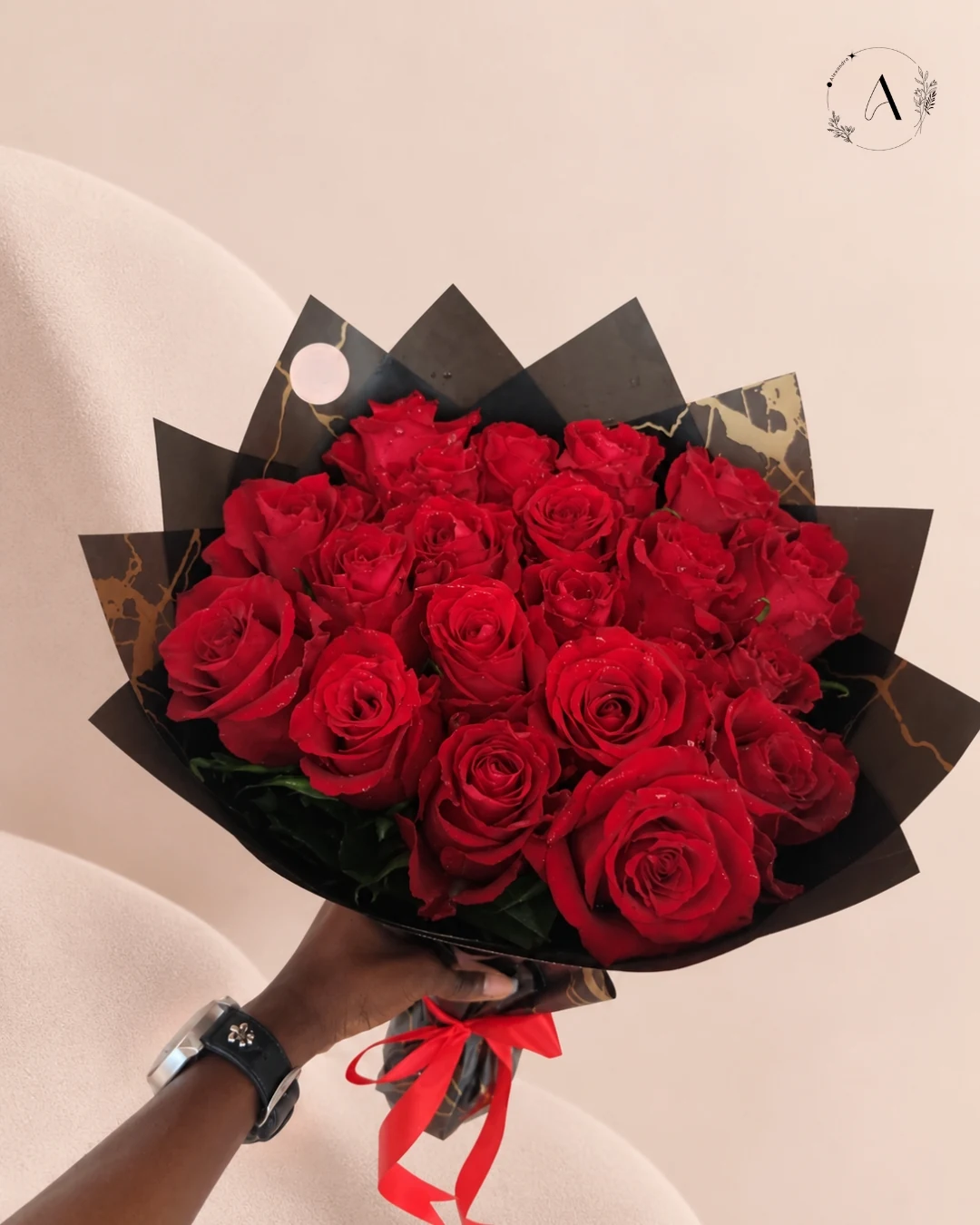 Twenty red roses bouquet