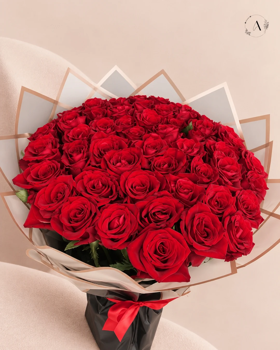 Fifty red rose floral arrangement