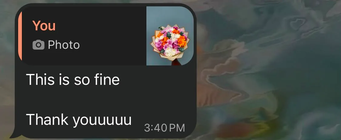 Customer WhatsApp messages thanking Alexandra's Floral