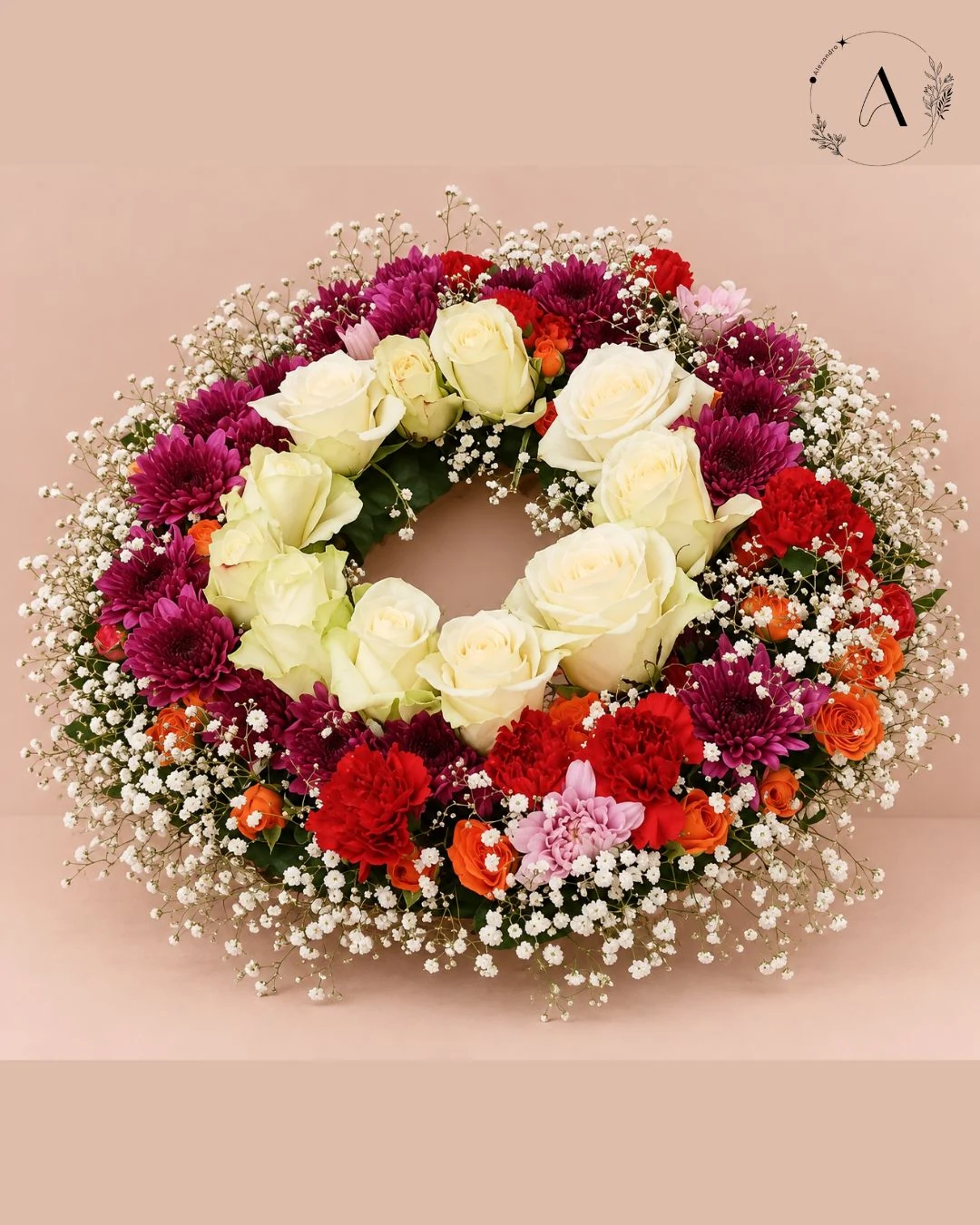 Floral wreath arrangement