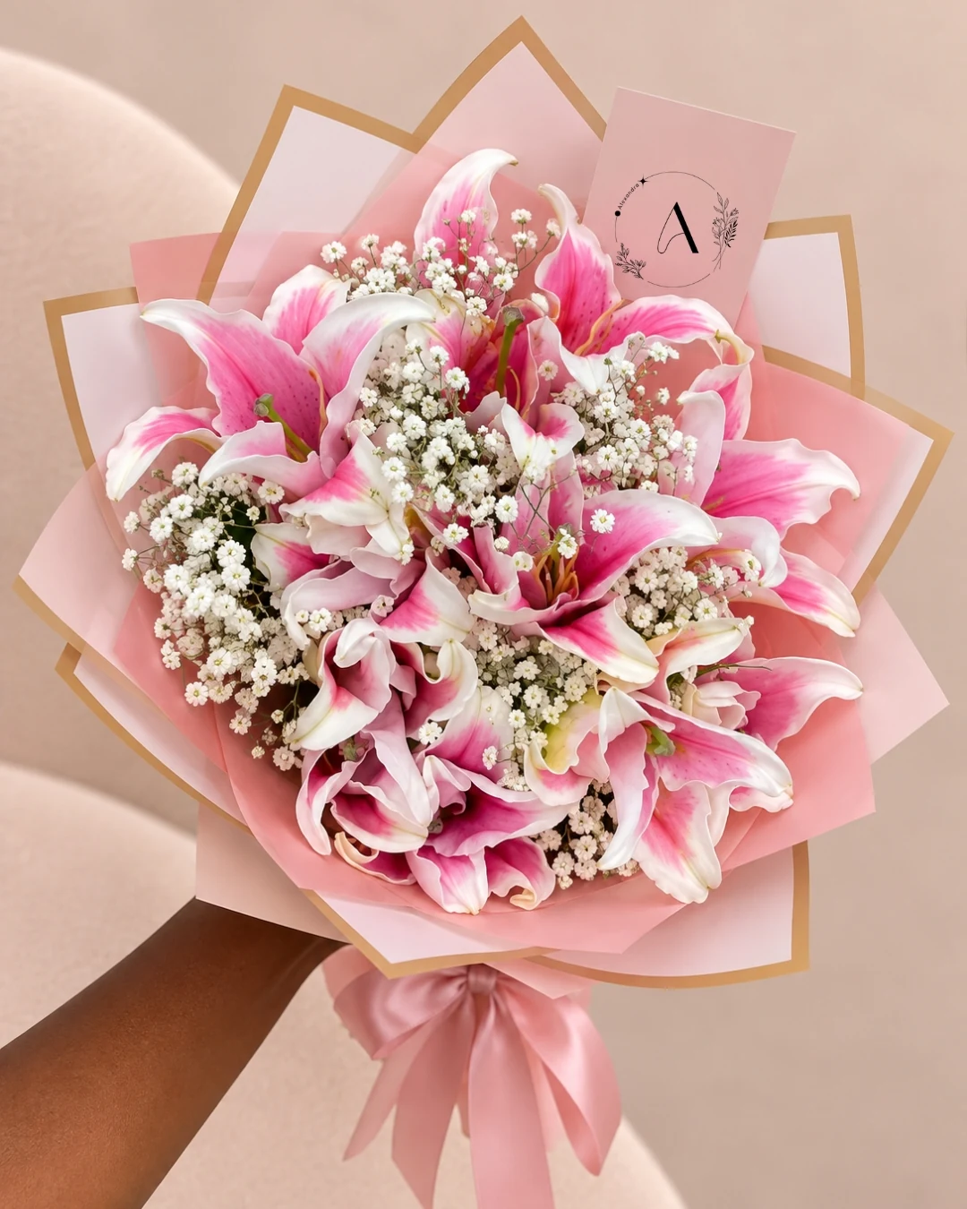 Pink lily floral arrangement